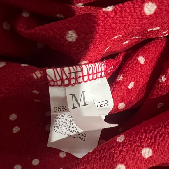 Red and White Polka Dot Wrap Dress Medium - Picture 3 of 3